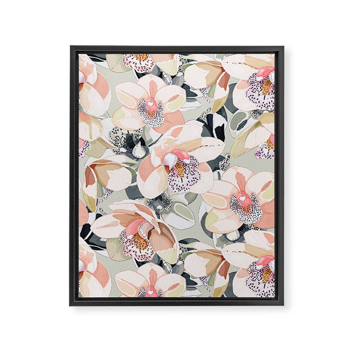Tropical flowery leafy A Framed Canvas Print Gallery Image 1