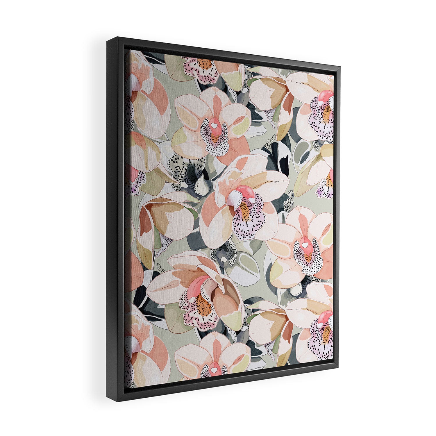 Tropical flowery leafy A Framed Canvas Print Gallery Image 2