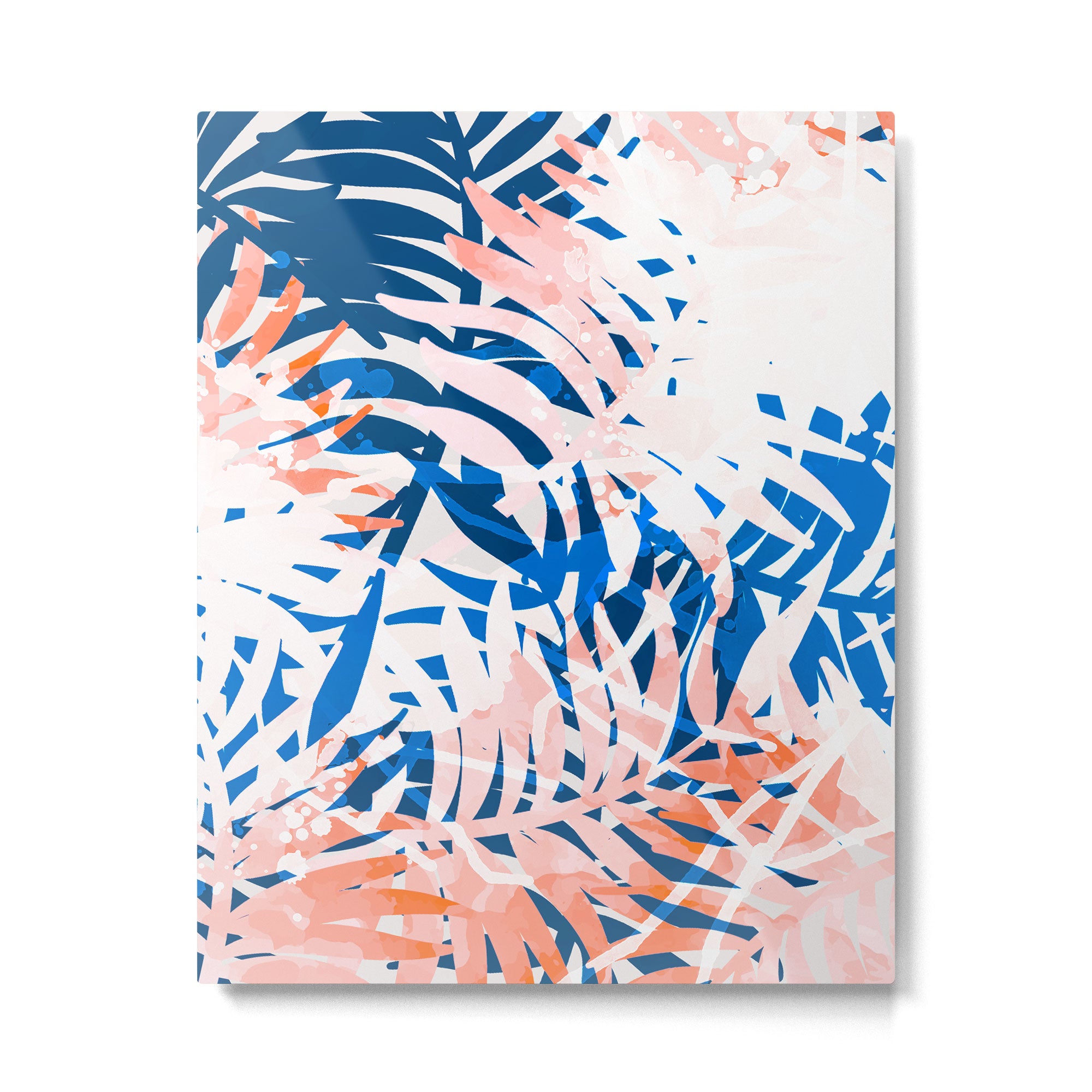 Tropical palms blue and coral Metal Print Gallery Image 6