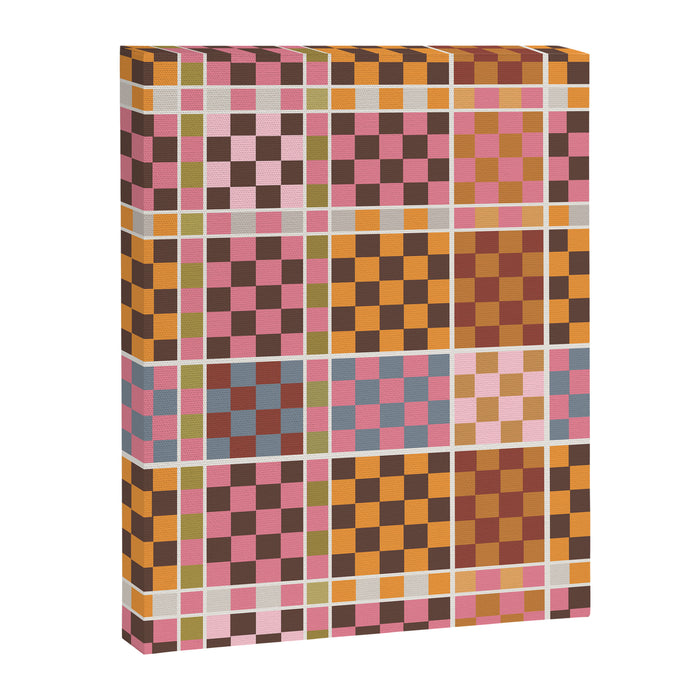 Vibrant Checkered Grid Canvas Print Gallery Image 1