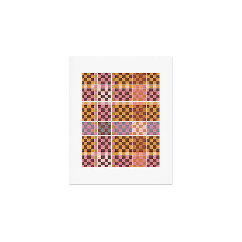 Vibrant Checkered Grid Art Print Gallery Image 1