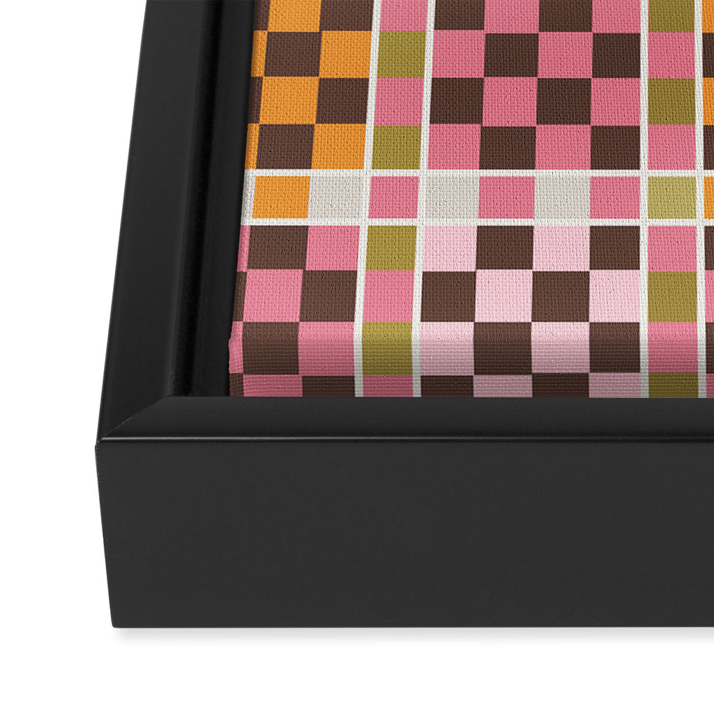Vibrant Checkered Grid Framed Canvas Print Gallery Image 3