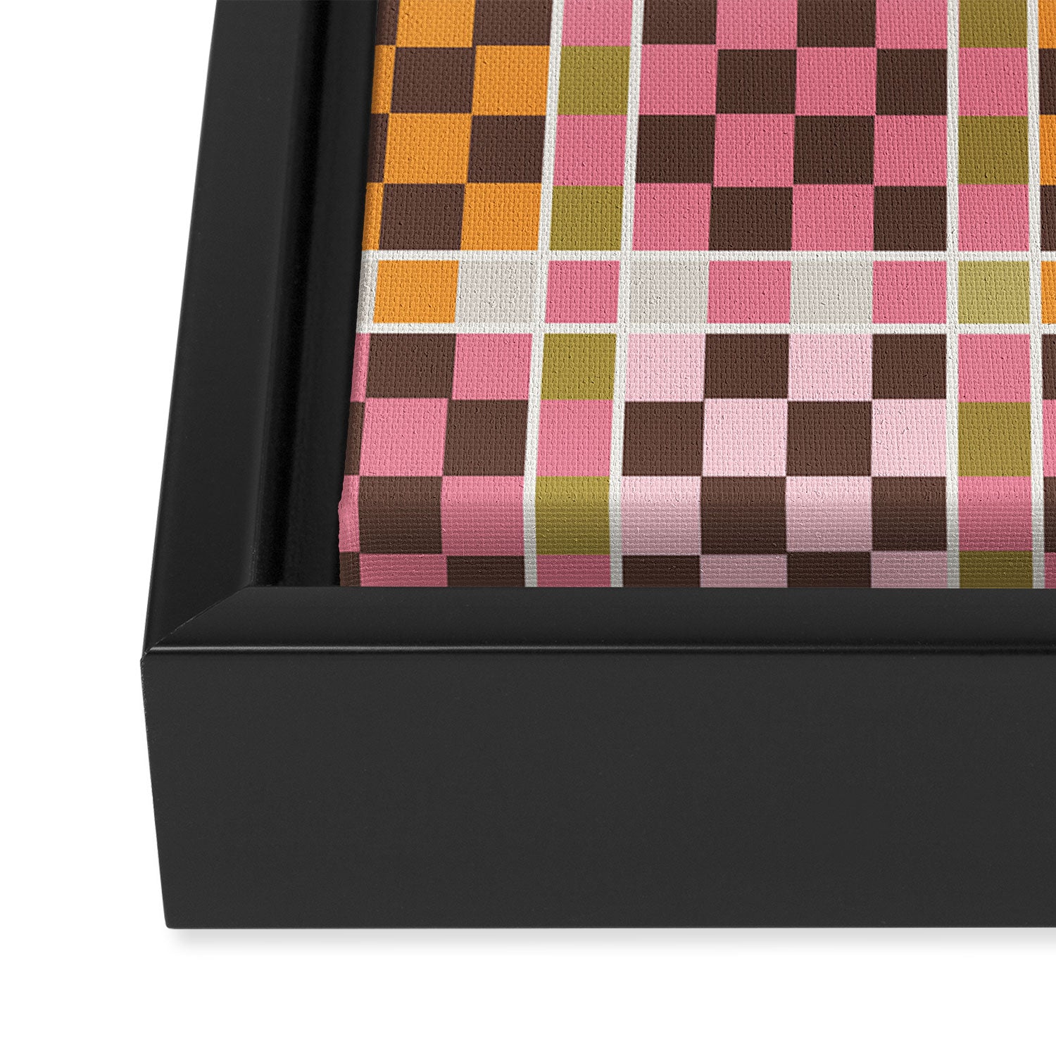 Vibrant Checkered Grid Framed Canvas Print Gallery Image 3
