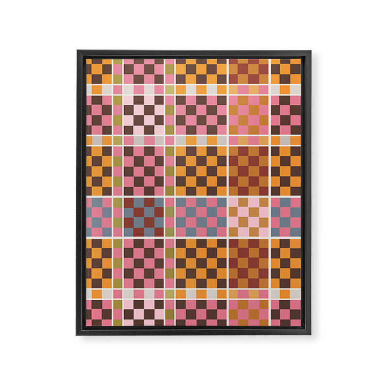 Vibrant Checkered Grid Framed Canvas Print Gallery Image 8