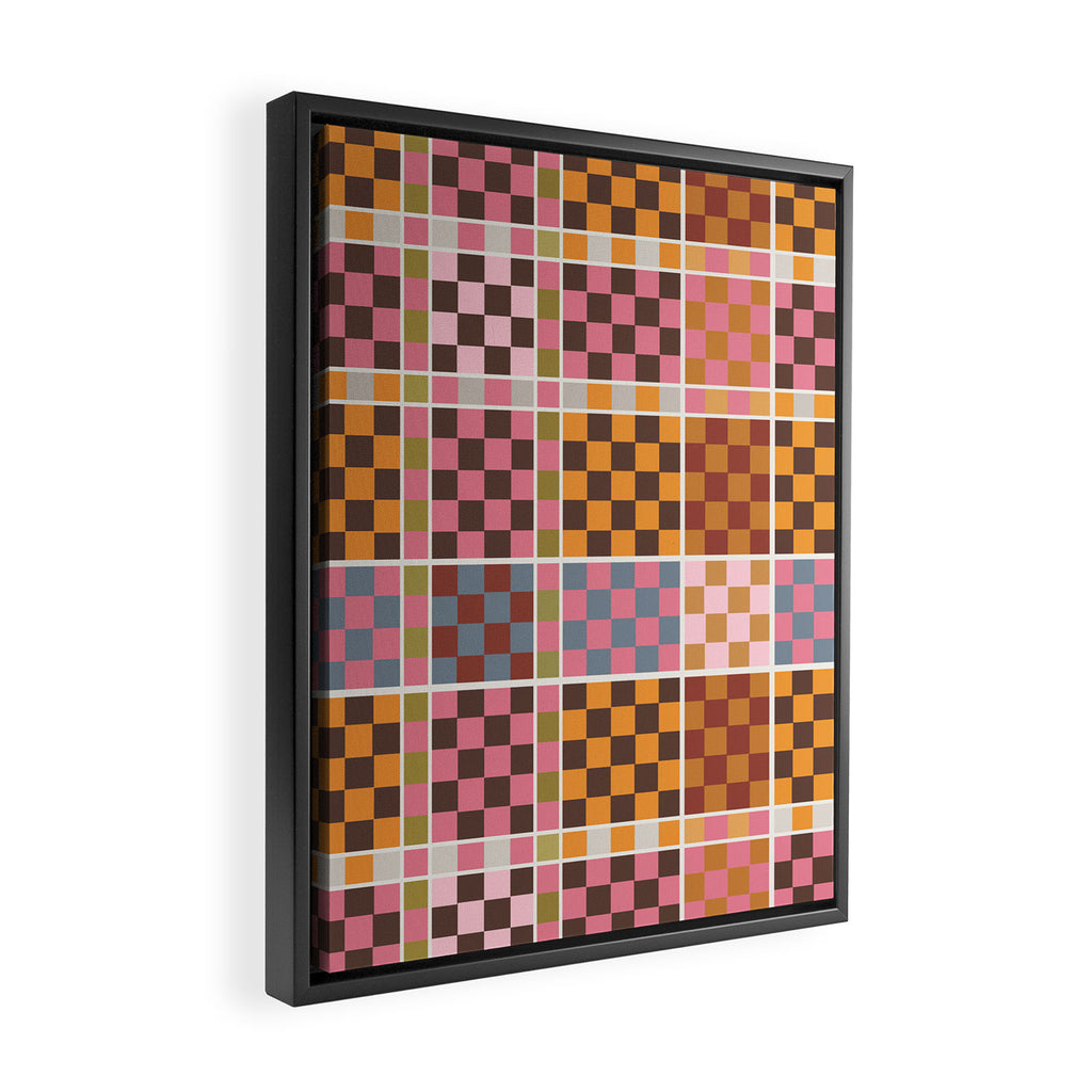 Vibrant Checkered Grid Framed Canvas Print Gallery Image 2