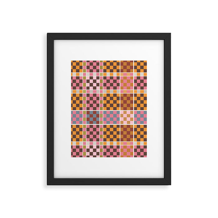 Vibrant Checkered Grid Framed Art Print Gallery Image 1