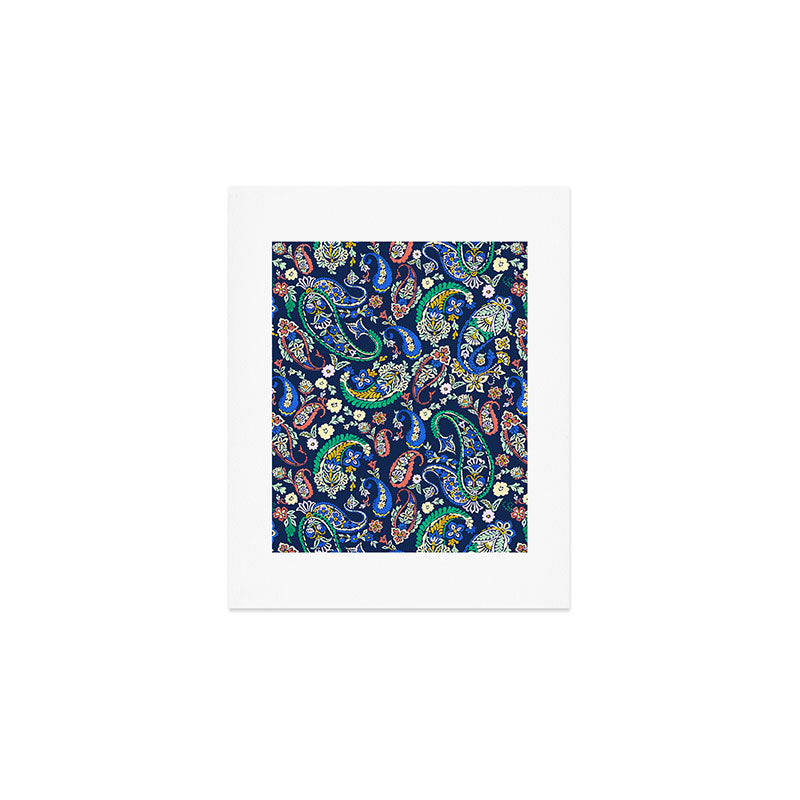 Vibrant paisley print on dark Art Print Gallery Image 1