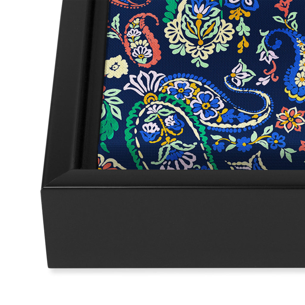 Vibrant paisley print on dark Framed Canvas Print Gallery Image 3