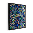 Vibrant paisley print on dark Framed Canvas Print Gallery Image 2