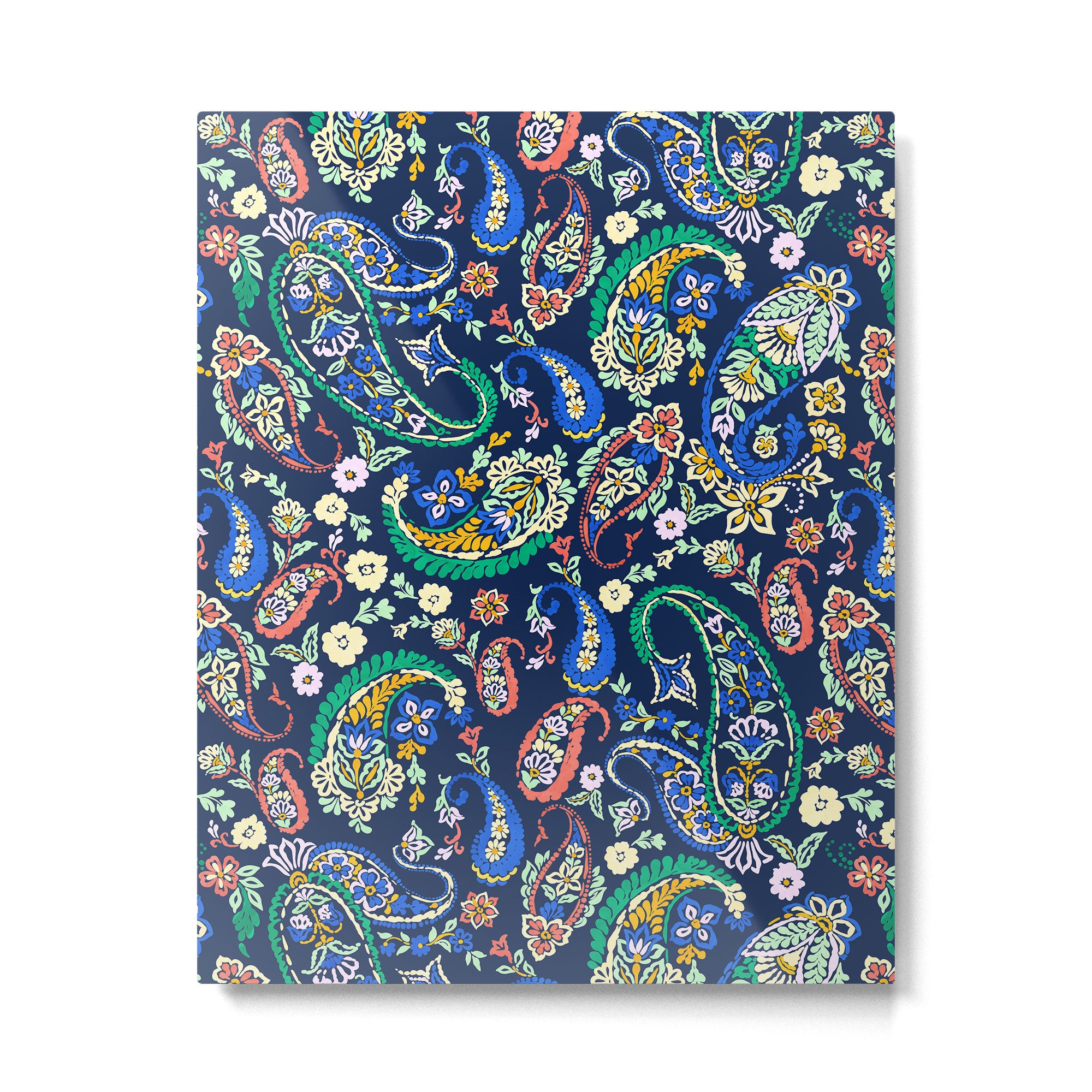 Vibrant paisley print on dark Metal Print Gallery Image 6