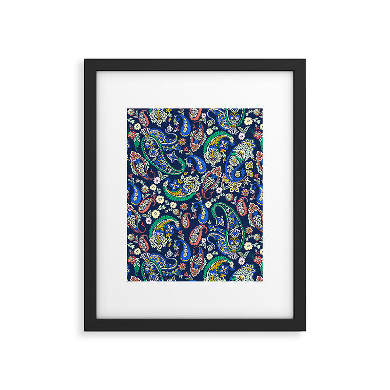 Vibrant paisley print on dark Framed Art Print Gallery Image 6