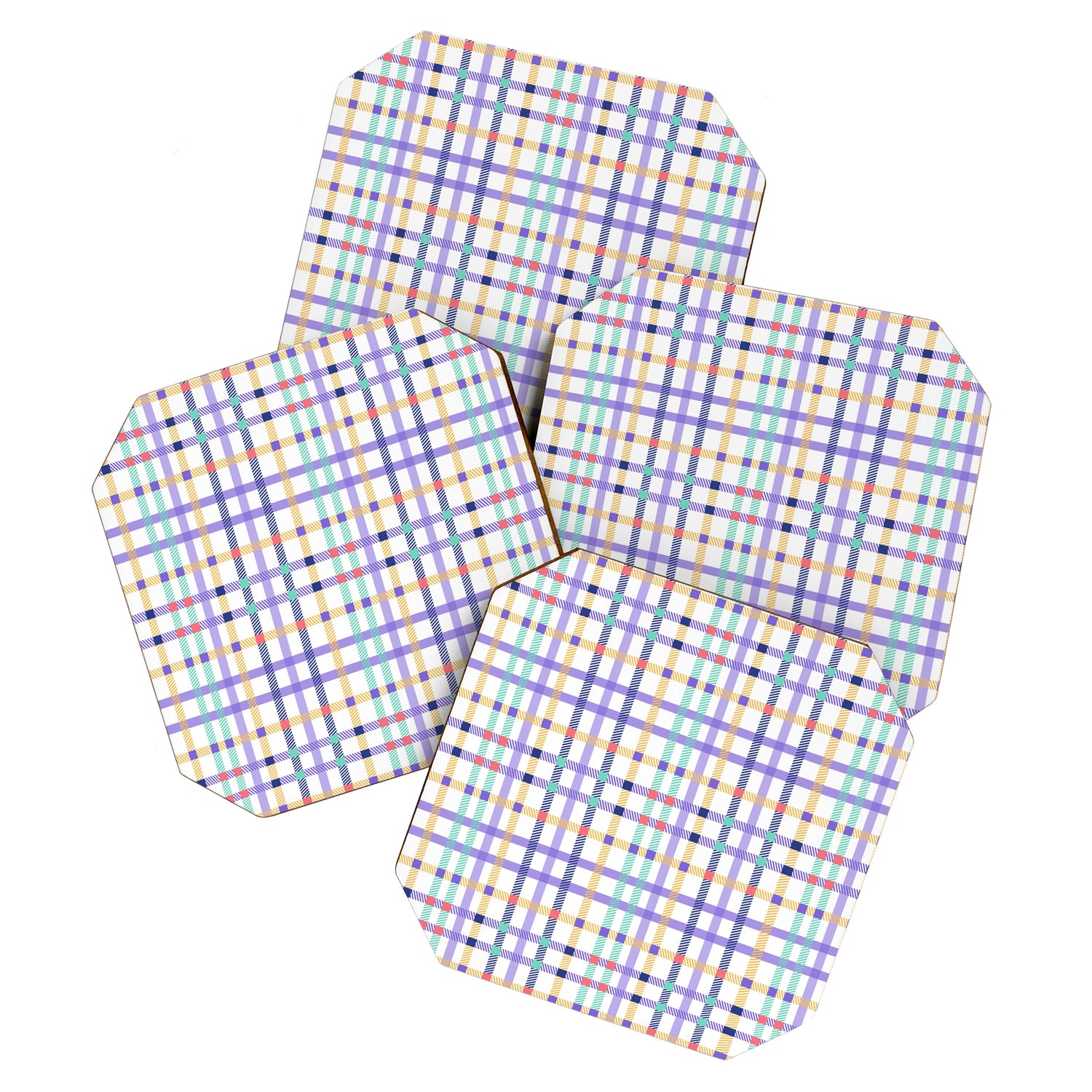 Vibrant Plaid Fusion A Coaster Gallery Image 1