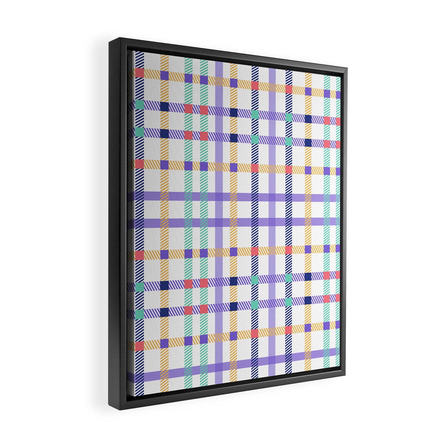 Vibrant Plaid Fusion A Framed Canvas Print Gallery Image 2