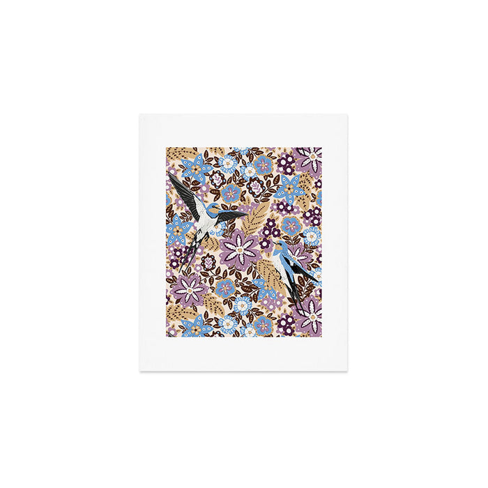Vintage Floral Swallow Art Print Gallery Image 1