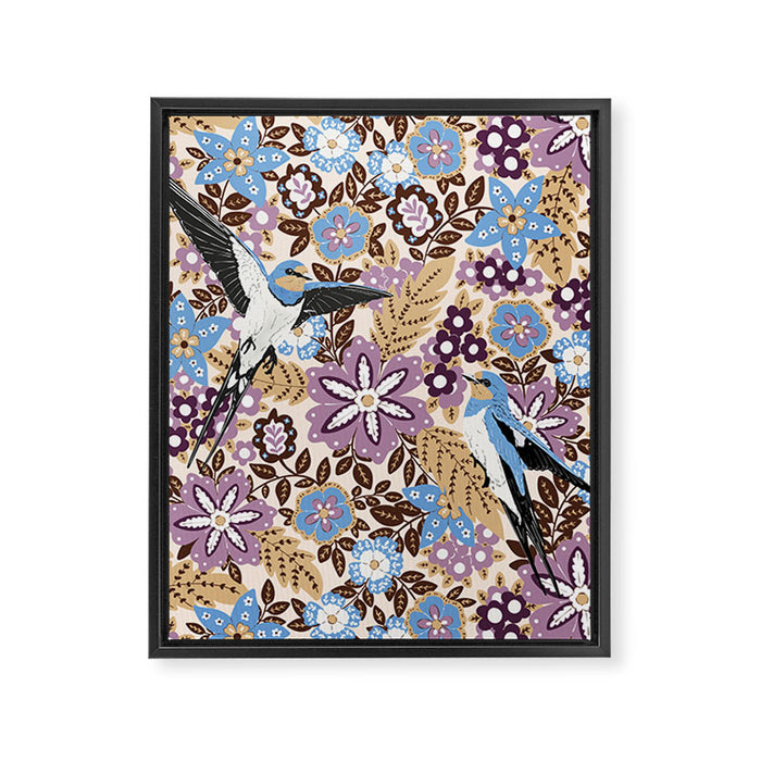 Vintage Floral Swallow Framed Canvas Print Gallery Image 1