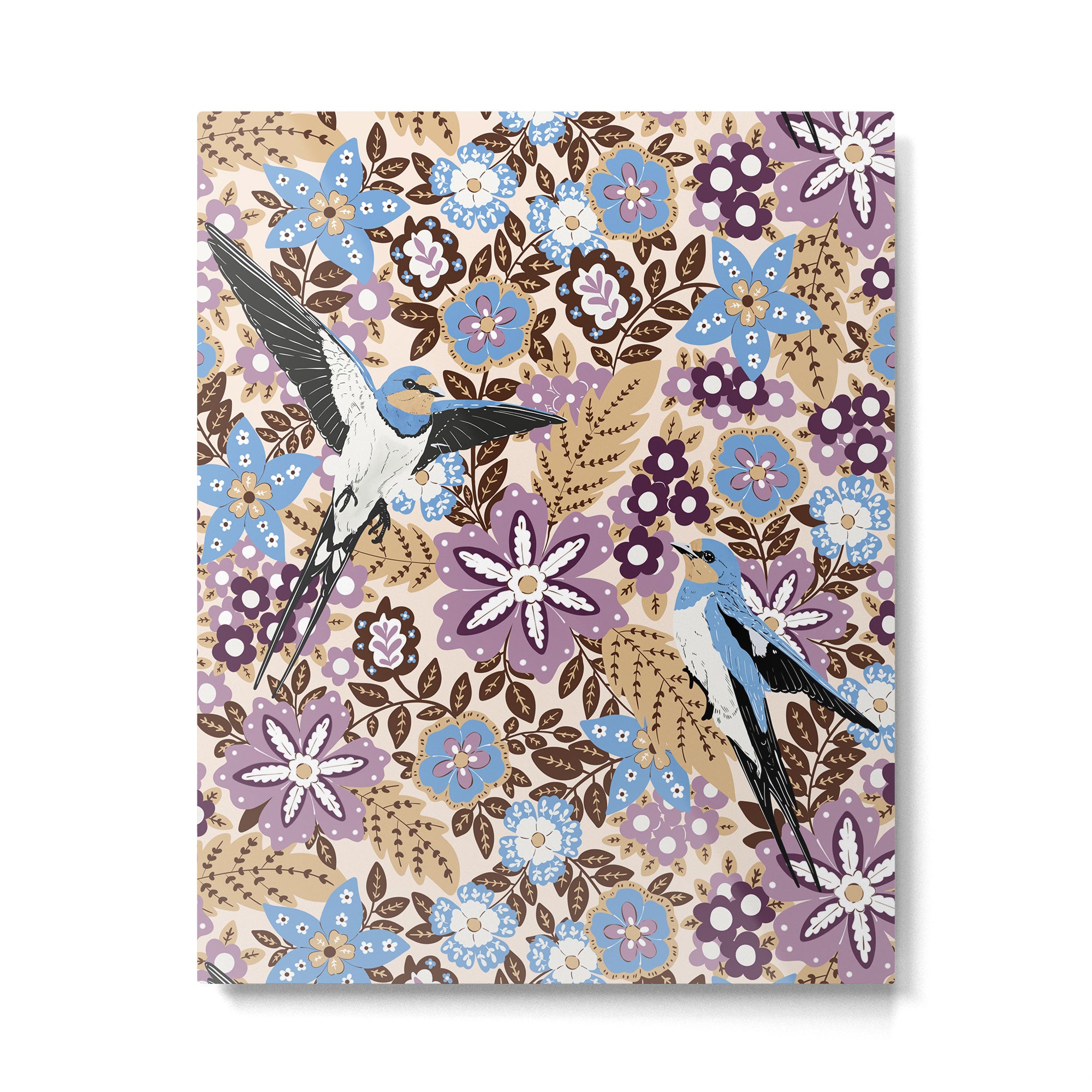 Vintage Floral Swallow Metal Print Gallery Image 6
