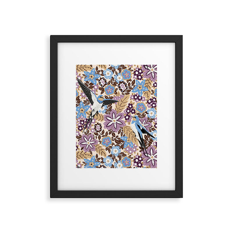 Vintage Floral Swallow Framed Art Print Gallery Image 6
