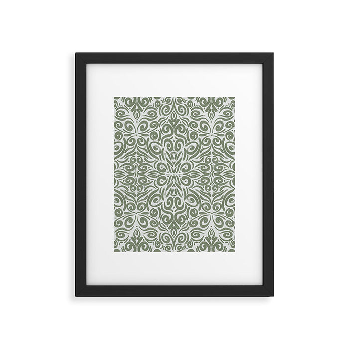 Vintage Green Spirals Framed Art Print Gallery Image 1