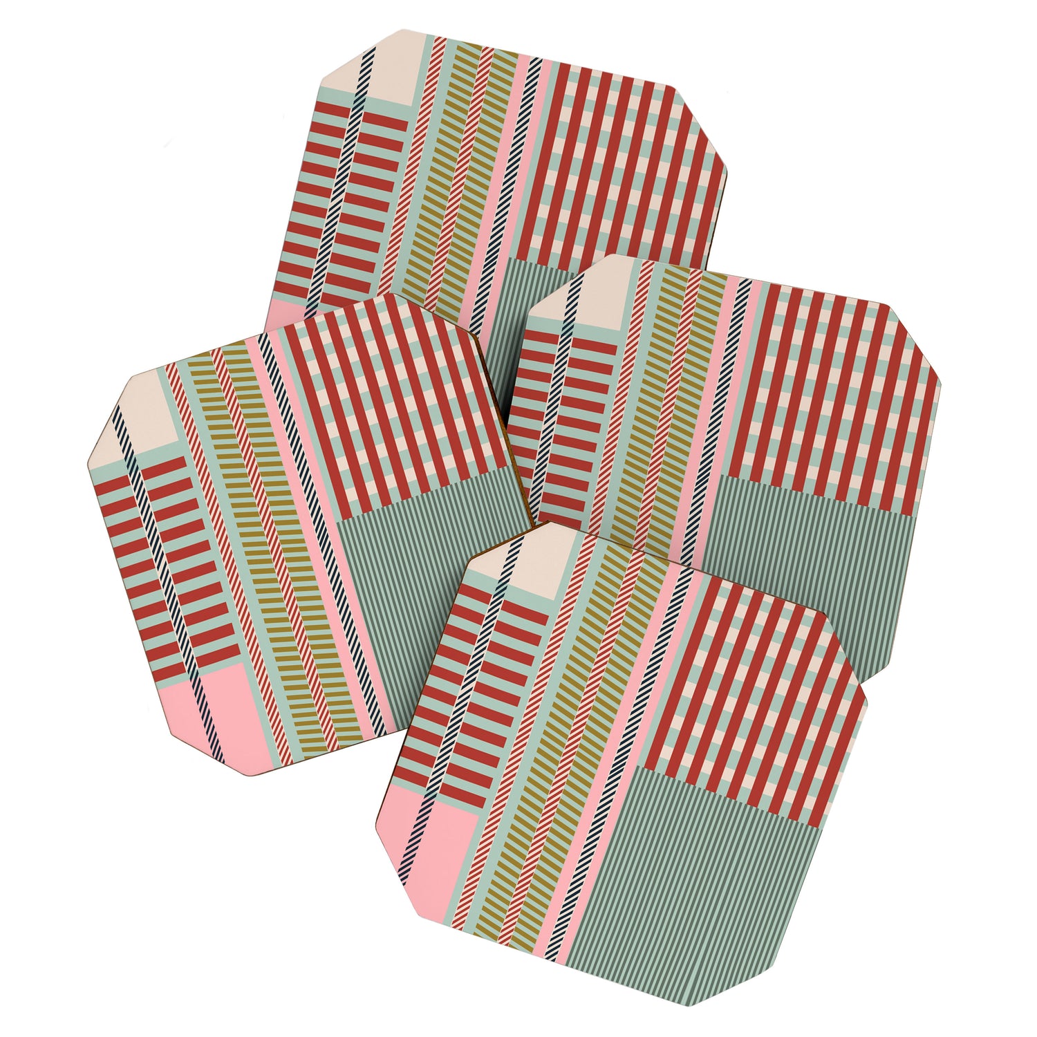 Vintage Striped Geometric Coaster Gallery Image 1