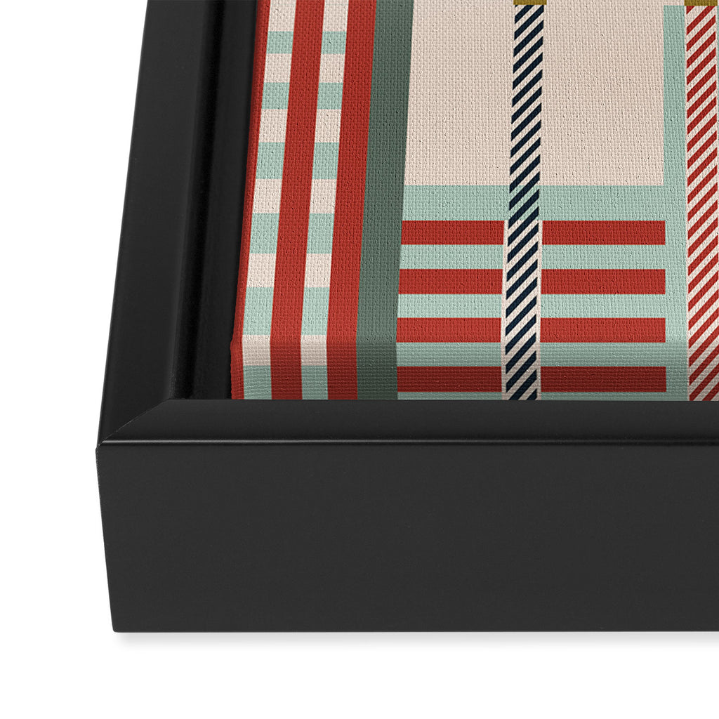 Vintage Striped Geometric Framed Canvas Print Gallery Image 3