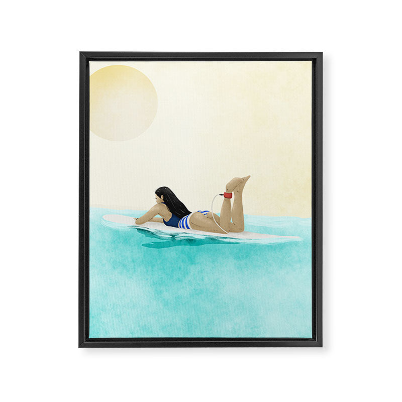 Wait for your perfect wave C Framed Canvas Print Gallery Image 8