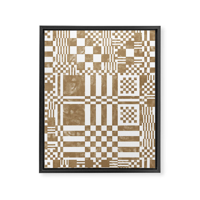 Warm Vintage Checks Framed Canvas Print Gallery Image 1