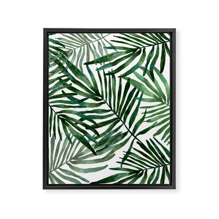 Watercolor simple leaves Framed Canvas Print Gallery Image 1