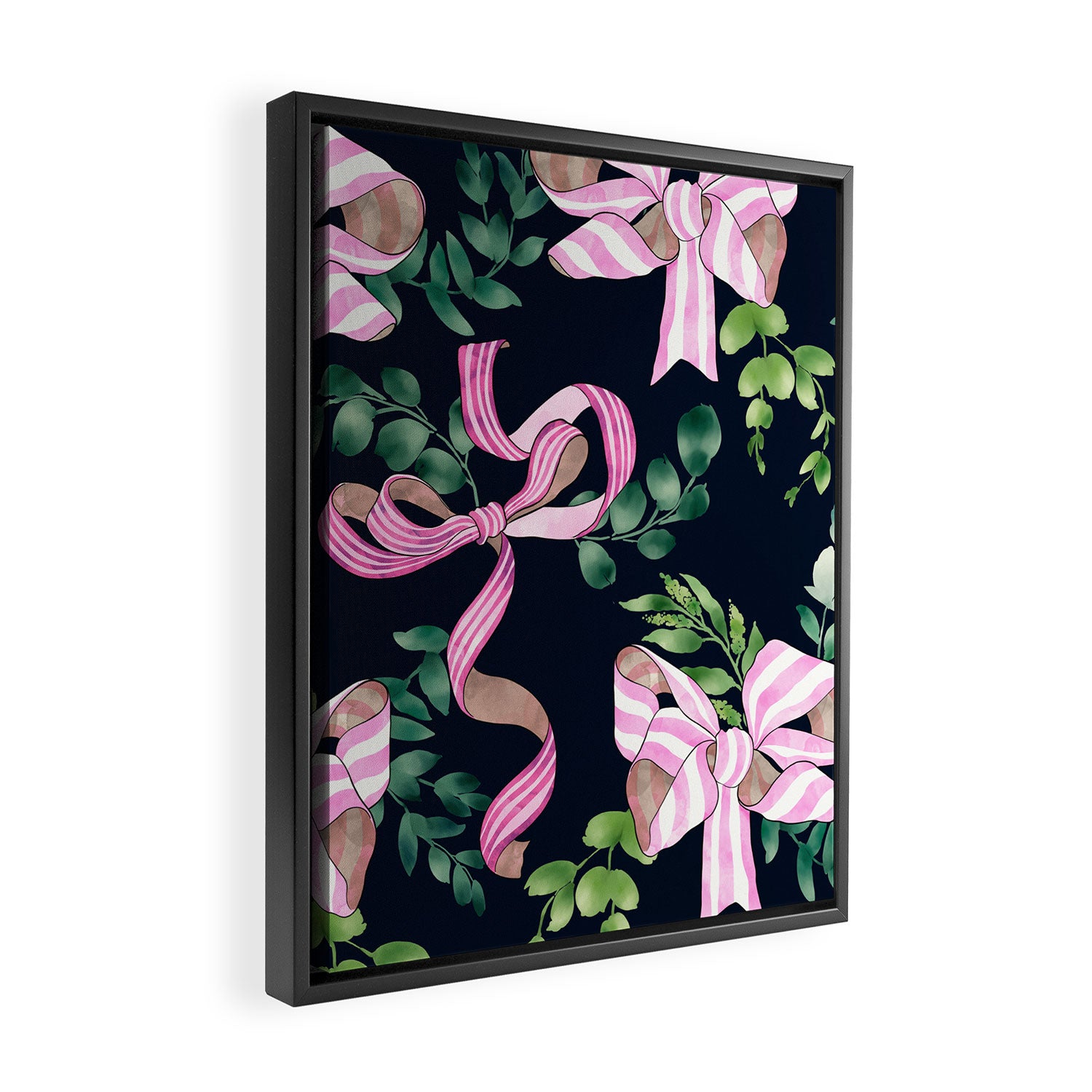 Whimsical Cheerful Bows Plants Framed Canvas Print Gallery Image 2