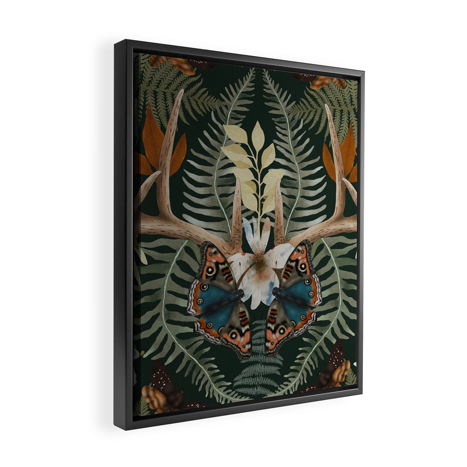 Whimsical Deer Antlers Framed Canvas Print Gallery Image 2