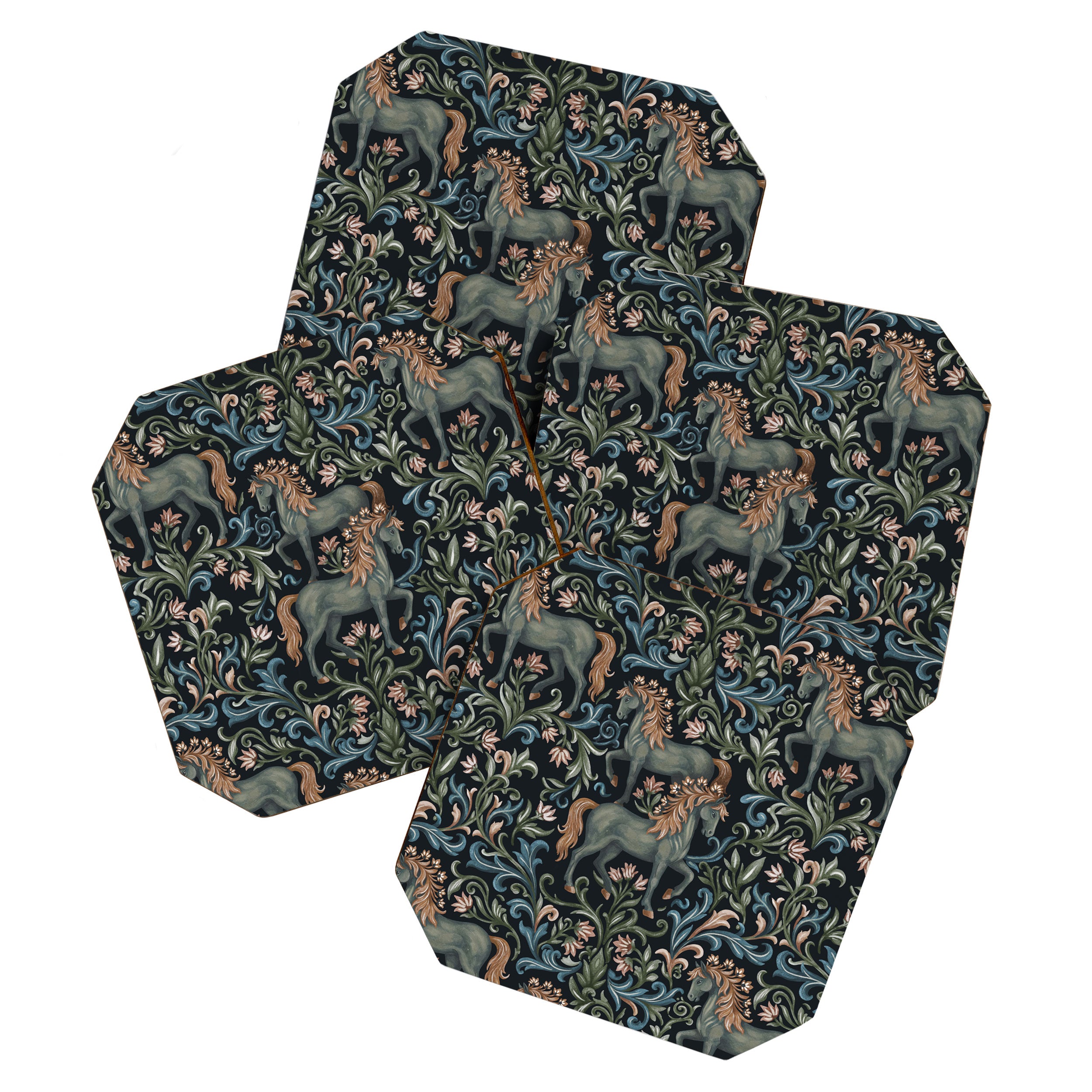 Whimsical Horses Botanicals II Coaster Gallery Image 1