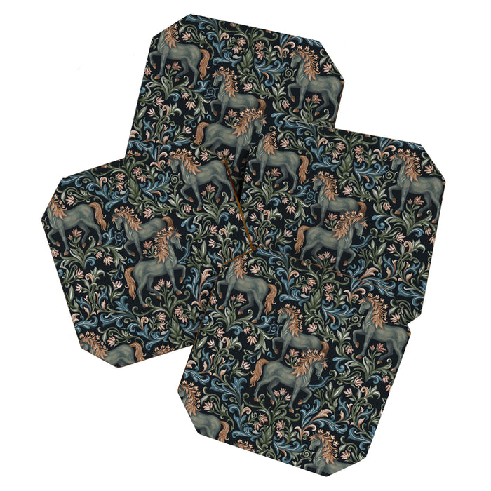 Whimsical Horses Botanicals II Coaster Gallery Image 1