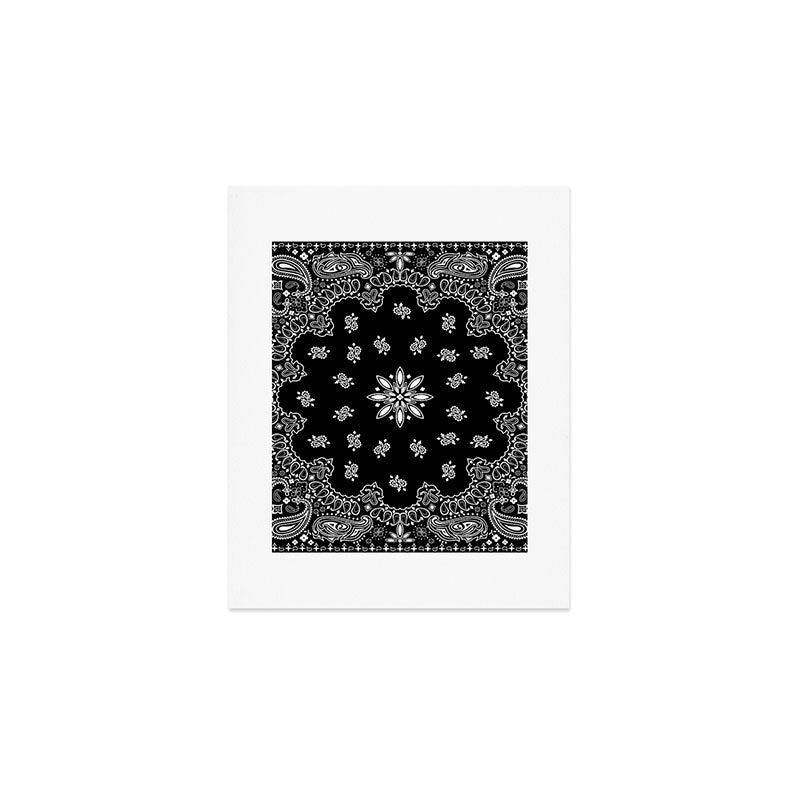 black and white bandana pattern Art Print Gallery Image 1