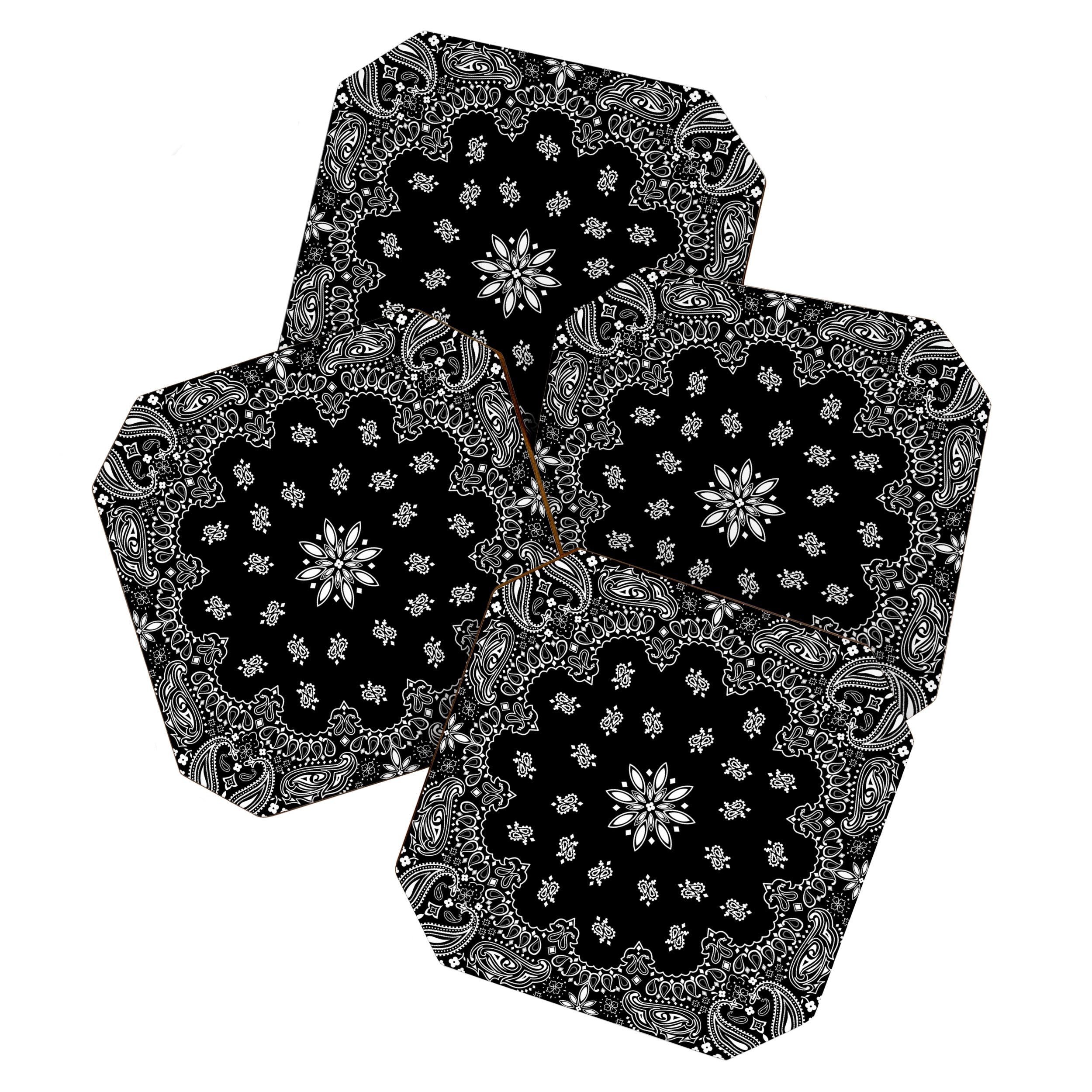 black and white bandana pattern Coaster Gallery Image 1