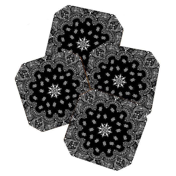 black and white bandana pattern Coaster Gallery Image 1
