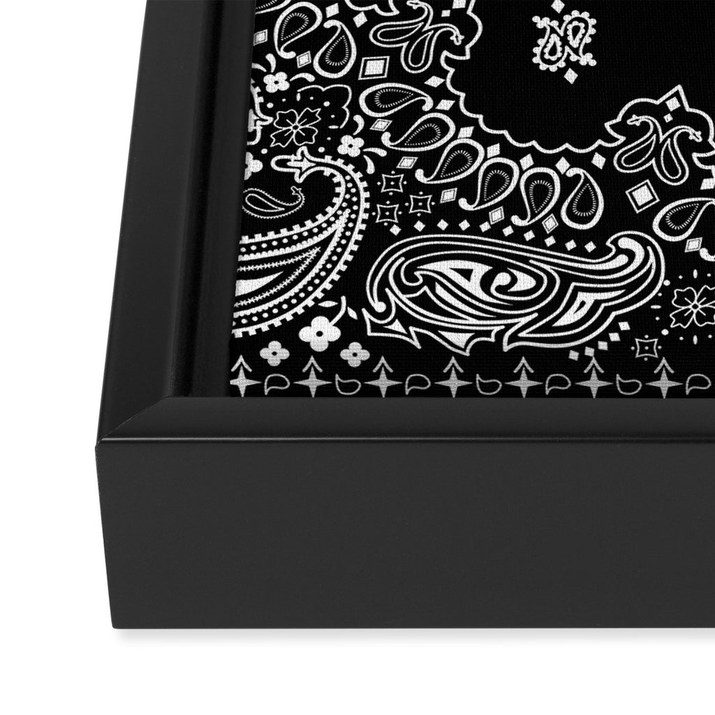 black and white bandana pattern Framed Canvas Print Gallery Image 3