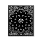 black and white bandana pattern Framed Canvas Print Gallery Image 8