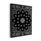 black and white bandana pattern Framed Canvas Print Gallery Image 2
