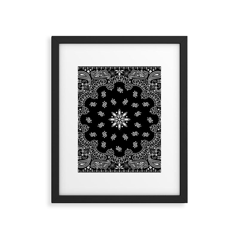 black and white bandana pattern Framed Art Print Gallery Image 6