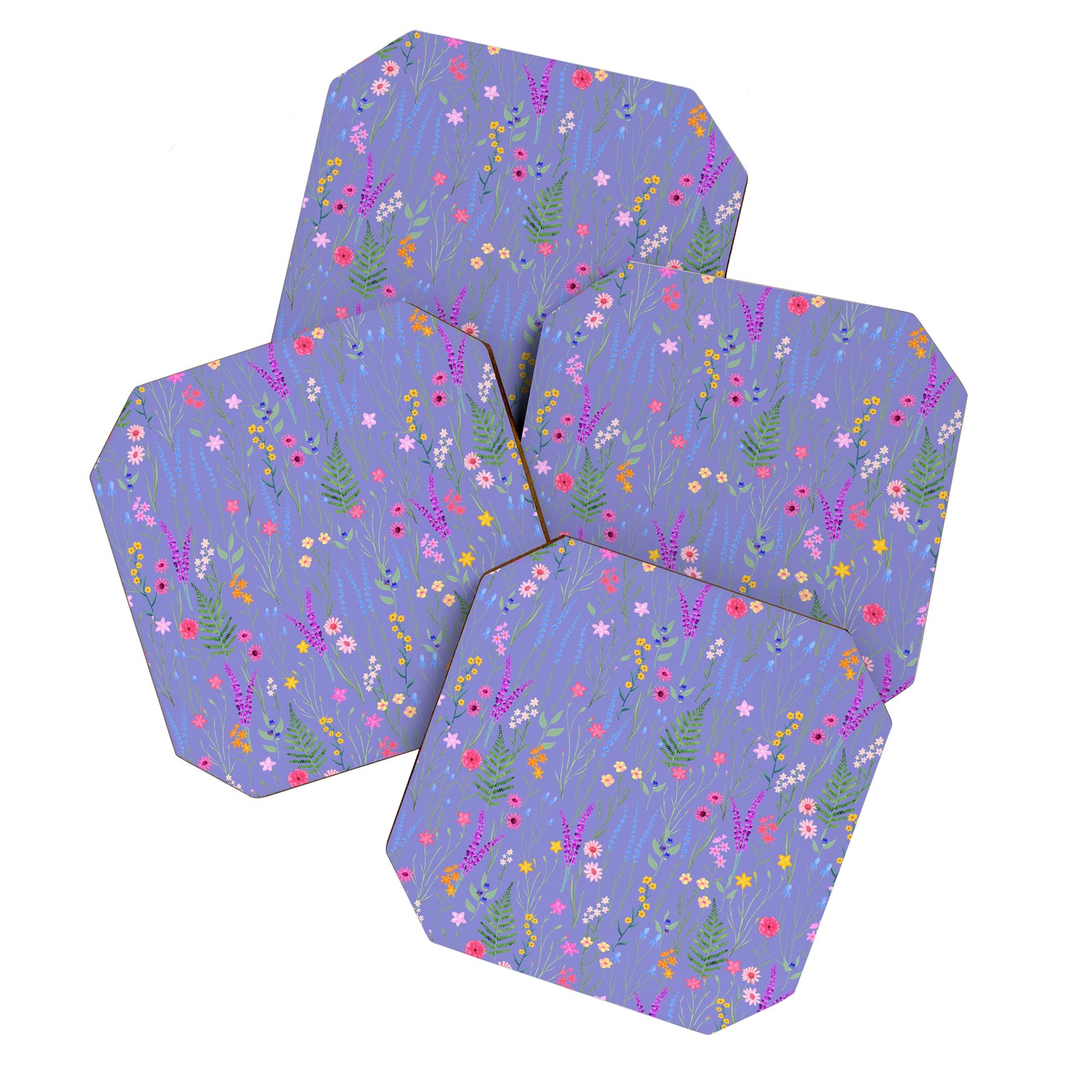blue meadows colorful floral pattern Coaster Gallery Image 1