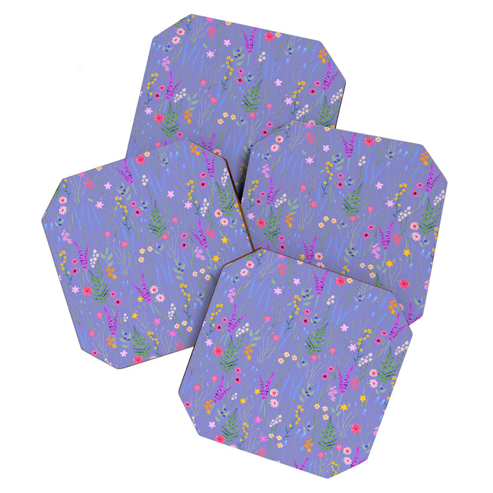 blue meadows colorful floral pattern Coaster Gallery Image 1