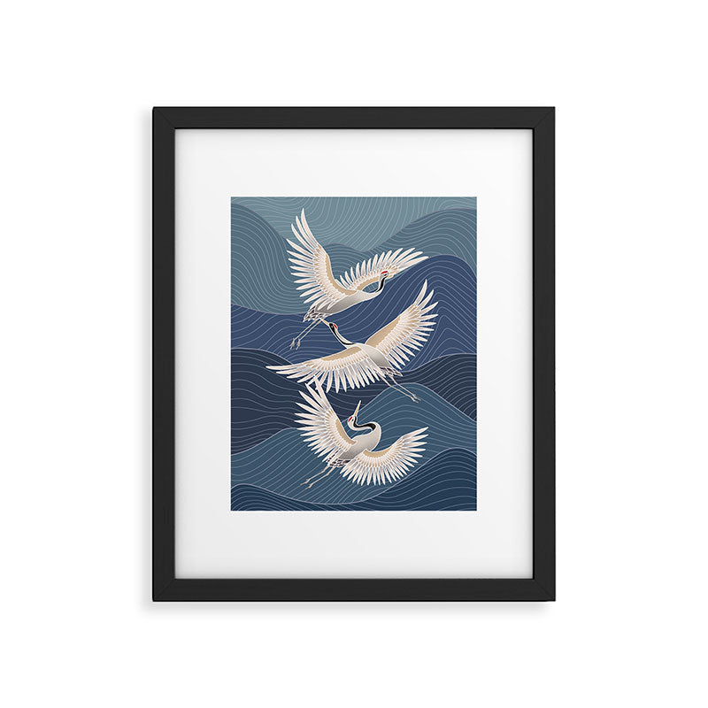 cranes, asian style art Framed Art Print Gallery Image 6