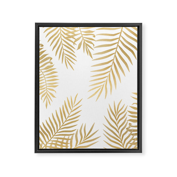 Gold palm leaves Framed Canvas Print Gallery Image 1