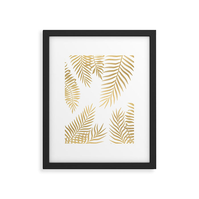 Gold palm leaves Framed Art Print Gallery Image 1