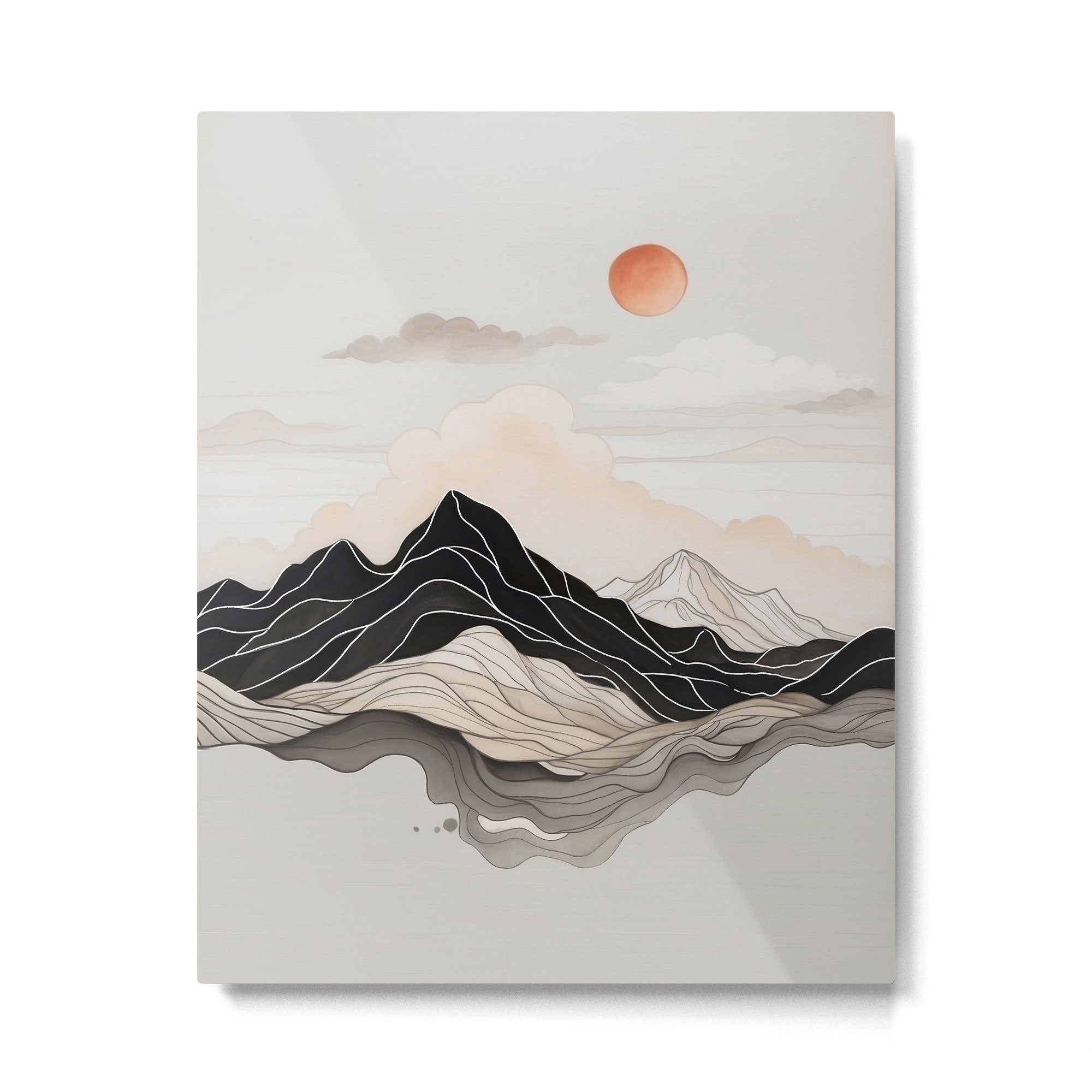 Japanese mountains, minimal ink print Metal Print Gallery Image 6