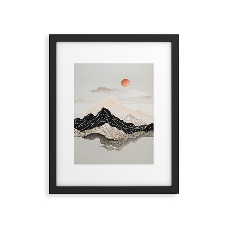 Japanese mountains, minimal ink print Framed Art Print Gallery Image 6