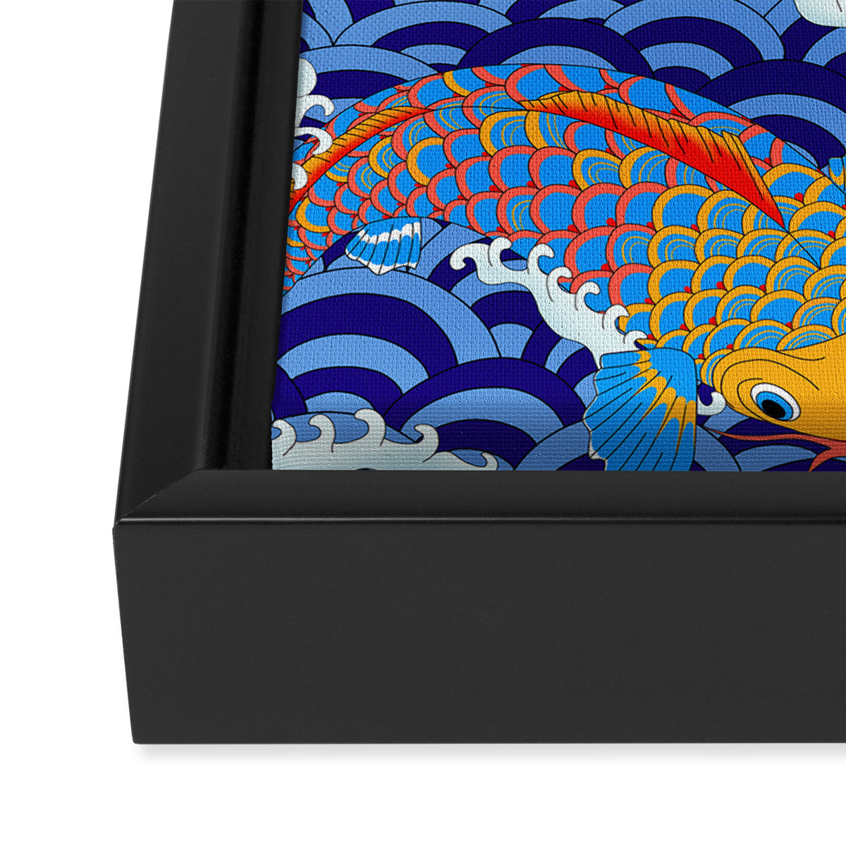 Koi fish / japanese tattoo style pattern Framed Canvas Print Gallery Image 3