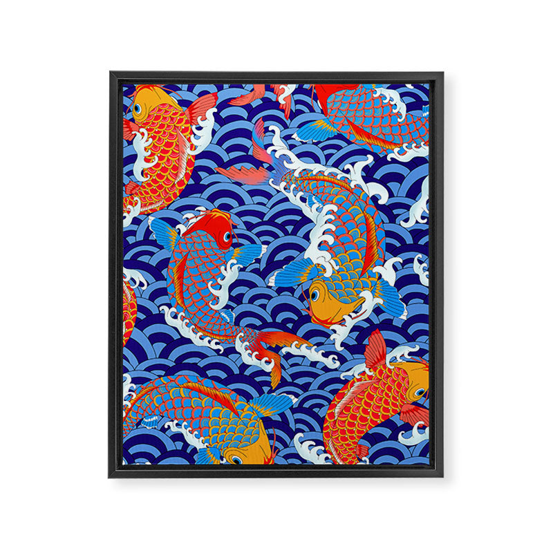 Koi fish / japanese tattoo style pattern Framed Canvas Print Gallery Image 6