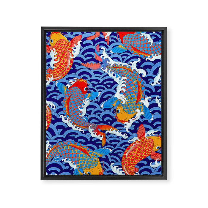 Koi fish / japanese tattoo style pattern Framed Canvas Print Gallery Image 1