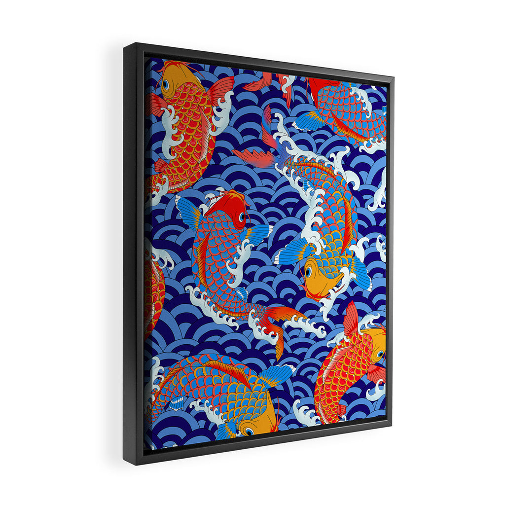 Koi fish / japanese tattoo style pattern Framed Canvas Print Gallery Image 2