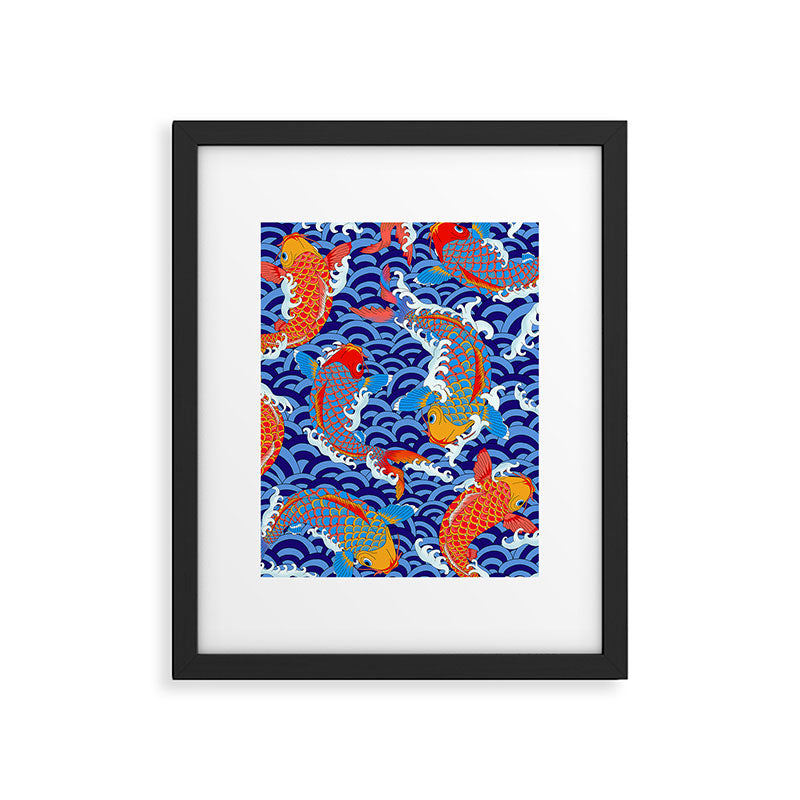 Koi fish / japanese tattoo style pattern Framed Art Print Gallery Image 5